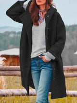 Mantel Damen Oversized mit Kapuze – Schwarz