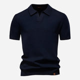 Marcus Kurzarm-Strickpolo Herren | Sommer Poloshirt Baumwolle – Marineblau