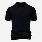 Marcus Kurzarm-Strickpolo Herren | Sommer Poloshirt Baumwolle – Schwarz