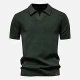 Marcus Kurzarm-Strickpolo Herren | Sommer Poloshirt Baumwolle – Olivegrün