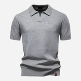 Marcus Kurzarm-Strickpolo Herren | Sommer Poloshirt Baumwolle – Hellgrau