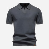 Marcus Kurzarm-Strickpolo Herren | Sommer Poloshirt Baumwolle – Dunkelgrau