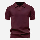 Marcus Kurzarm-Strickpolo Herren | Sommer Poloshirt Baumwolle – Weinrot