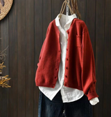 Charlotte | Elegante Oversize Strickjacke Mit Praktischen Taschen – Rot