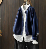 Charlotte | Elegante Oversize Strickjacke Mit Praktischen Taschen – Dunkelblau