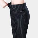 Daniela | Klassische Gestreifte Damenhose – Schwarze Streifen