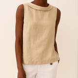 Sommer Top Damen | Rollkragen & Cleaner Minimalistischer Schnitt – Beige