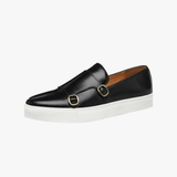 Patrick | Herren Frühling Double Monk Slip-On Loafers mit Schnallen – Schwarz