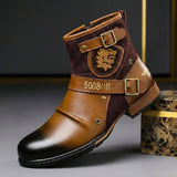 Lukas | Exklusive Herren-Stiefel aus Glatt- und Wildleder im Vintage-Look – Cognacbraun