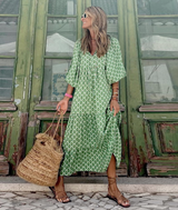 Maxi Kleid Damen | Boho-Design & Fließende Eleganz – Hellgrün
