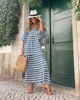 Maxi Kleid Damen | Boho-Design & Fließende Eleganz – Hellblau