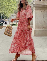Maxi Kleid Damen | Boho-Design & Fließende Eleganz – Rot