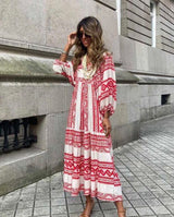 Maxi Kleid Damen | Boho-Design & Fließende Eleganz – Dunkelrot