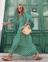 Maxi Kleid Damen | Boho-Design & Fließende Eleganz – Grün
