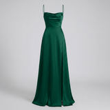 Maxi Kleid Damen | Elegantes Abendkleid lang mit Beinschlitz – Grün