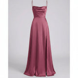 Maxi Kleid Damen | Elegantes Abendkleid lang mit Beinschlitz – Rosa