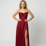 Maxi Kleid Damen | Elegantes Abendkleid lang mit Beinschlitz – Rot
