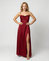 Maxi Kleid Damen | Eleganter Fall & Beinschlitz – Rot