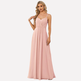 Maxikleid Damen | Herzausschnitt & Fließend Elegant – Hellrosa
