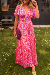 Maxikleid Damen | V-Ausschnitt & Taillierte Passform – Rosa