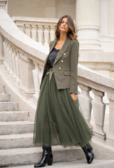 Maxirock Damen | Tüll & Fließendes Festliches Design – Khaki