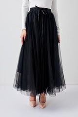 Maxirock Damen | Tüll & Fließendes Festliches Design – Schwarz