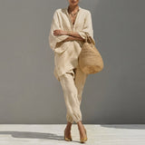 Millie - Luftiger Leinen-Zweiteiler – Beige