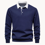 Ingo | Herren Lässiges Pullover-Sweatshirt mit Polokragen – Marine