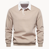 Ingo | Herren Lässiges Pullover-Sweatshirt mit Polokragen – Khaki