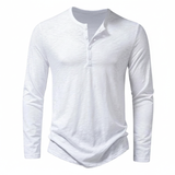 Benjamin | Herren Henley Langarmoberteil mit Knopfleiste am Kragen – Weiß