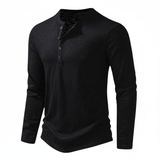 Benjamin | Herren Henley Langarmoberteil mit Knopfleiste am Kragen – Schwarz
