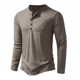 Benjamin | Herren Henley Langarmoberteil mit Knopfleiste am Kragen – Khaki