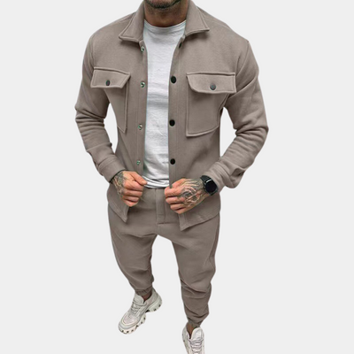 Men's Co-Ord Set - Zugeknöpft - Langarm - Zweiteiliges Set - Herrenbekleidung