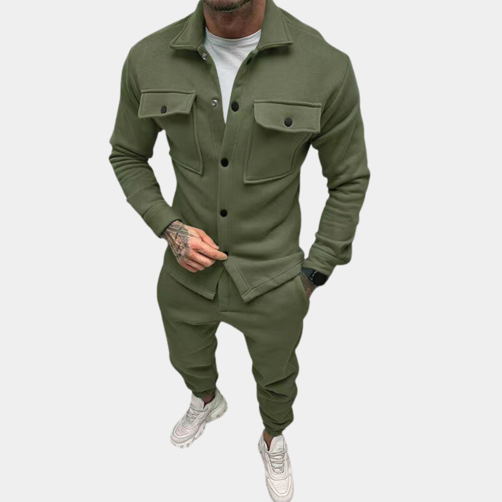 Men's Co-Ord Set - Zugeknöpft - Langarm - Zweiteiliges Set - Herrenbekleidung