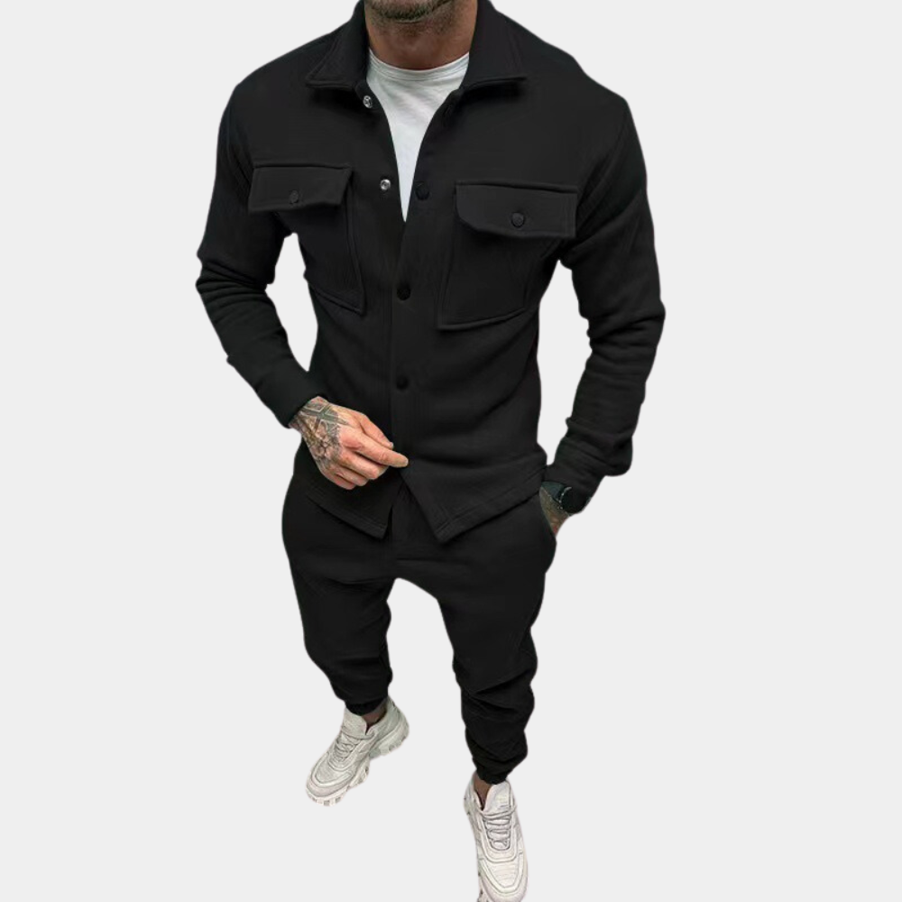 Men's Co-Ord Set - Zugeknöpft - Langarm - Zweiteiliges Set - Herrenbekleidung