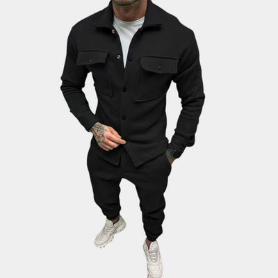 Men's Co-Ord Set - Zugeknöpft - Langarm - Zweiteiliges Set - Herrenbekleidung