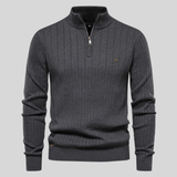 Christoph | Herren Frühlings Half-Zip Rippstrick Pullover – Grau