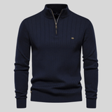 Christoph | Herren Frühlings Half-Zip Rippstrick Pullover – Marineblau