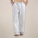 Matthias | Herren Relaxed Fit Hose mit Kordelzug Casual – Weiß