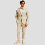Zweiteiliger Slim-Fit-Anzug für Herren – Moderner, maßgeschneiderter Business-Look – Beige