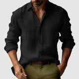 Josef | Herren Vintage-Hemd mit Knöpfen – Schwarz