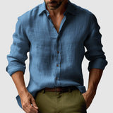 Josef | Herren Vintage-Hemd mit Knöpfen – Blau