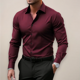 Moritz | Herren Langarmhemd im Smart-Style – Rotwein