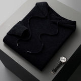 Malte | Herren Lässiger Strickpullover mit Kapuze – Schwarz