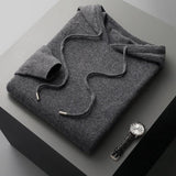 Malte | Herren Lässiger Strickpullover mit Kapuze – Dunkelgrau