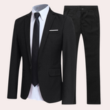 Jan | Herren Frühlings Zweiknopf Anzug Set – Schwarz