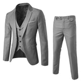 Elegantes 3-teiliges Herren-Set – Blazer, Hose & Weste im formellen, maßgeschneiderten Stil – Grau