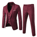 Elegantes 3-teiliges Herren-Set – Blazer, Hose & Weste im formellen, maßgeschneiderten Stil – Rot