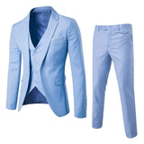 Elegantes 3-teiliges Herren-Set – Blazer, Hose & Weste im formellen, maßgeschneiderten Stil – Hellblau