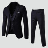 Elegantes 3-teiliges Herren-Set – Blazer, Hose & Weste im formellen, maßgeschneiderten Stil – Schwarz
